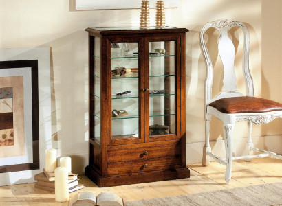 Wohnzimmer Möbel Massive Holz Vitrinen Glas Schrank Echtholz Anrichte Vitrine