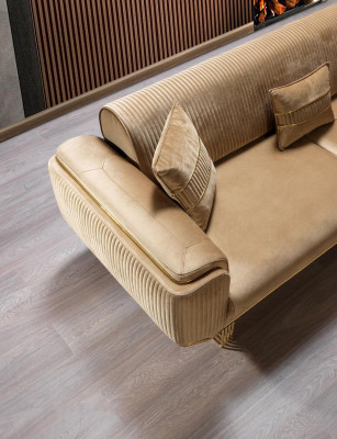 Luxus Sofa 3 Sitzer Wohnzimmer Beige Moderner Design 234cm Sofas Möbel