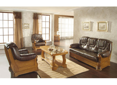 Ledersofa Männer Club Sofa Couch Polster Sitz Sofagarnitur 3+2+1 Komplett Set