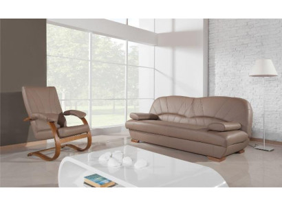 Klassische Wohnzimmer Garnitur 3+1+1 100% Vollleder Couch Sitz Sofa