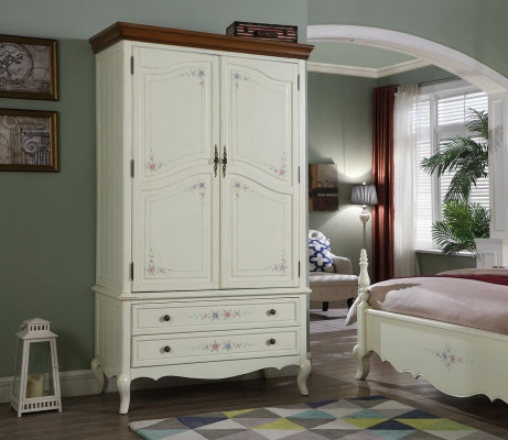 Landhaus Stil Kleiderschrank Design Möbel Schränke Schlafzimmer Weiß Schrank Neu