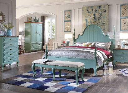 Luxus Schlafzimmer Bett Echtes Holz Möbel Holz Betten landhaus stil Doppel Neu