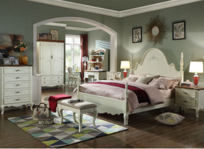 Unverwechselbares weißes Schlafzimmer-Set im klassischen Stil