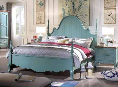 Sanfte Blau Schlafzimmermöbel-Suite aus Massivholz im Landhausstil 