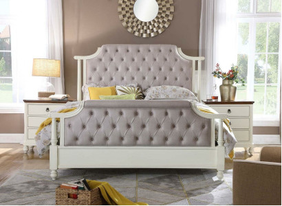 Schlafzimmer Set Bett 2x Nachttisch 3tlg. Betten Gründer Zeit Luxus Chesterfield