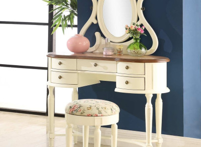 Klassischer Schminktisch Spiegel Luxus Konsole Hocker Make up Tisch Landhaus Neu