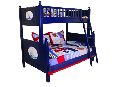 Klassisches Kinderbett Etagenbett Blau Hochbett Spielbett Kindeerbett Stockbett