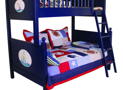 Klassisches Kinderbett Etagenbett Blau Hochbett Spielbett Kindeerbett Stockbett