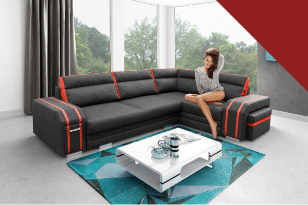 Sofa Schlafsofa Designer Sofa mit Bettfunktion - Bettkasten Ecksofa Couch Sofas