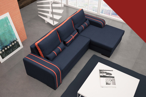Sofa Schlafsofa mit Bettfunktion, Bettkasten - Ecksofa Couch, NEU im Design