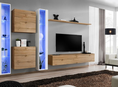 Wohnzimmermöbel Wandschrank TV-Ständer Braun Sideboard Komplett Einrichtung