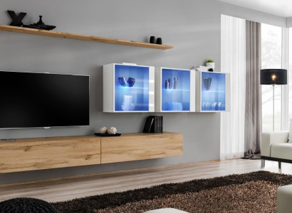 Wohnzimmermöbel Stil Modern Design TV-Ständer Wand Regale Komplett Wandschrank