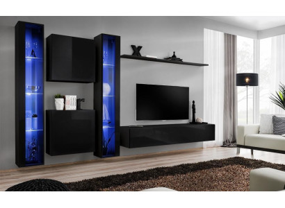 Wohnzimmermöbel Set Designer 2x Wandschrank Hänge Vitrine Einrichtung