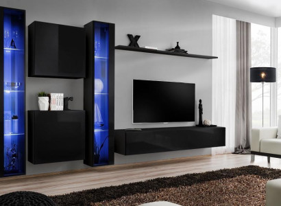 Wohnzimmermöbel Set Designer 2x Wandschrank Hänge Vitrine Einrichtung