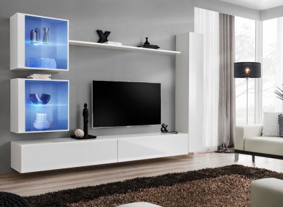 Weiß Wohnwand Luxus Wandschrank Komplett Sideboard TV-Ständer Modern Design