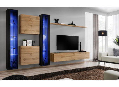 Wohnmöbel Komplett Wohnwand Schrank Wandschrank Set Hänge Vitrine Einrichtung