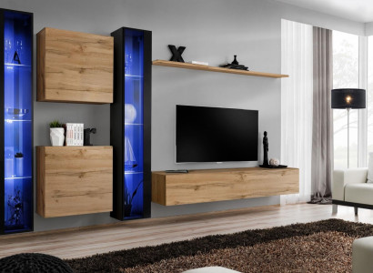 Wohnmöbel Komplett Wohnwand Schrank Wandschrank Set Hänge Vitrine Einrichtung