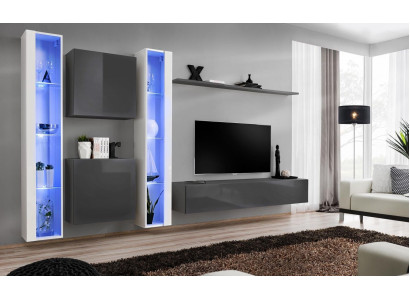 Wohnzimmer Einrichtung Grau Wandschrank Hänge Vitrine Luxus Einrichtung Modern