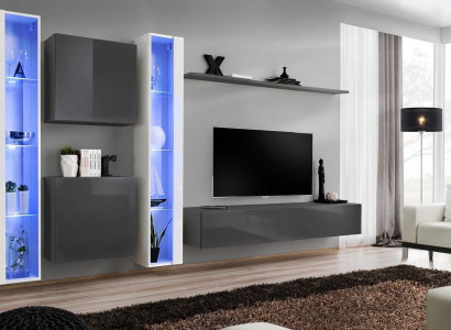 Wohnzimmer Einrichtung Grau Wandschrank Hänge Vitrine Luxus Einrichtung Modern