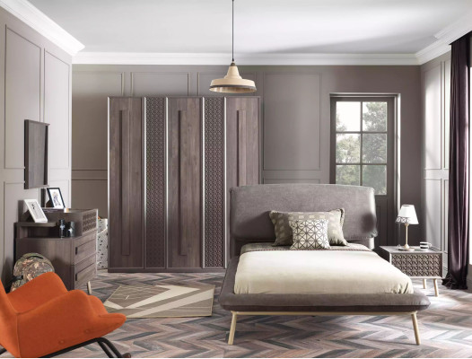 Kindermöbel Kinderzimmer Garnitur Jugendbett Bett Holz Grau Set 5tlg