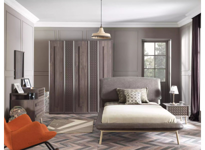 Kindermöbel Kinderzimmer Garnitur Jugendbett Bett Holz Grau Set 5tlg