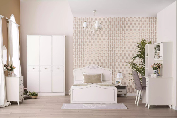 Komplette Jugendbett Funktionsbett Ausziehbares Set 8tlg Holz Weiß