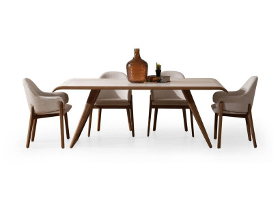 Brauner Exklusiver Esszimmer Set Esstisch 6x Stühle Polsterstühle 7tlg