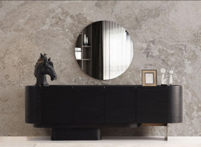 Schwarze Esszimmer Möbel Stilvolle Anrichte Mit Spiegel Holz Kommode