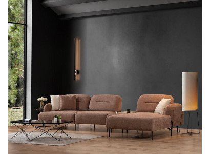 Braunes Wohnzimmer Ecksofa Designer Polster Wohnlandschaft L-Form Couch