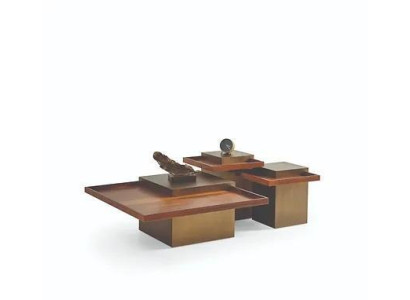 Moderner Brauner Couchtisch Set Wohnzimmer Holz Kaffeetisch Luxus set