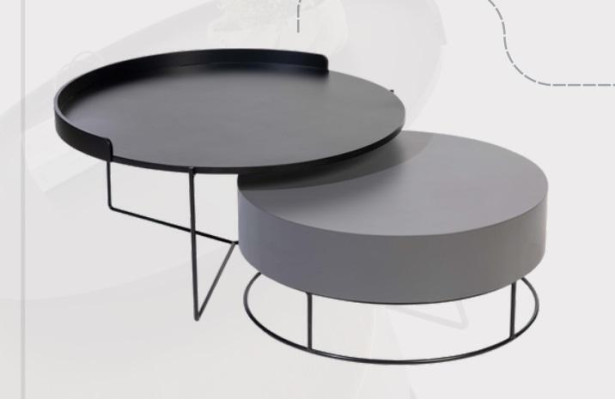 Runde Set 2x Couchtisch Grau Kaffeetisch Beistelltisch Wohnzimmer Tische