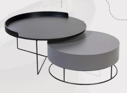 Runde Set 2x Couchtisch Grau Kaffeetisch Beistelltisch Wohnzimmer Tische