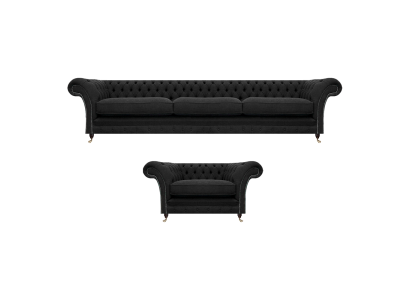 Luxus Polstermöbel Schwarz Sofa Dreisitze Couch Chesterfield Sessel Wohnzimmer