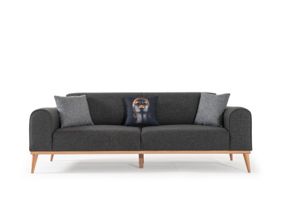 Moderner Grauer 3-Sitzer Luxuriöses Stoffsofa Wohnzimmer Couch Sitzmöbel