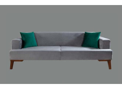 Elegante Graue Couch Dreisitzer Sofa Wohnzimmer Sitzmöbel Samt
