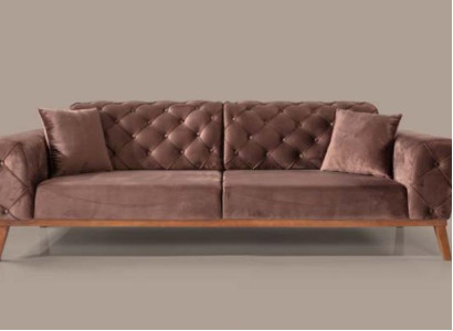 Braune Chesterfield Couch Elegante Sofa Wohnzimmer Sitzmöbel Samt
