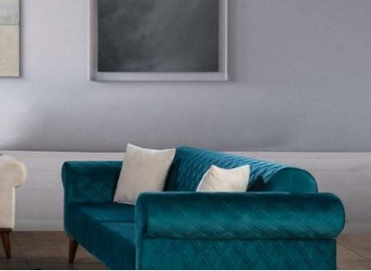 Turkis Dreisitzer Couch Elegante Sofa Wohnzimmer Sitzmöbel Samt