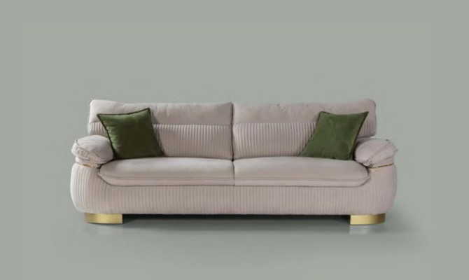 Moderne Sofas 3 Sitz Weiche Couch Polster Design Wohnzimmer Beige