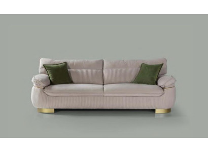 Moderne Sofas 3 Sitz Weiche Couch Polster Design Wohnzimmer Beige