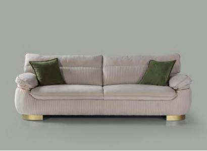 Moderne Sofas 3 Sitz Weiche Couch Polster Design Wohnzimmer Beige