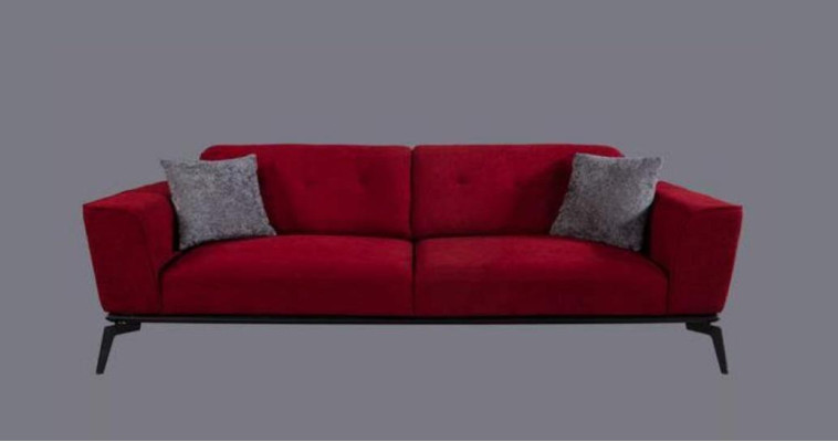 Moderner Sofa 3 Sitzer Textil Burgund Couch Polster Dreisitzer Rote