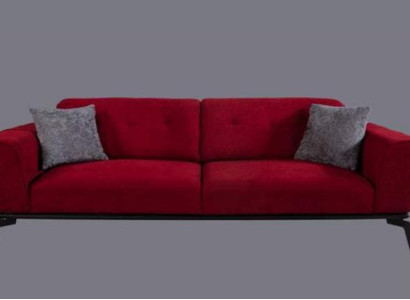 Moderner Sofa 3 Sitzer Textil Burgund Couch Polster Dreisitzer Rote
