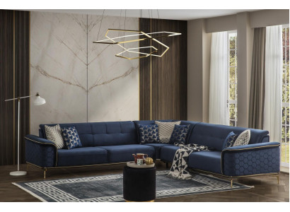 Luxus Ecksofa Royal Blaue Samt Couch Eckgarnitur Sofa Couchen Wohnlandschaft Neu