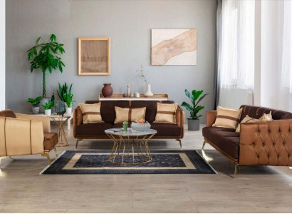 Sofagarnitur Sofa Garnitur 3+3+1 Sitzer Sessel Chesterfield Dreisitzer