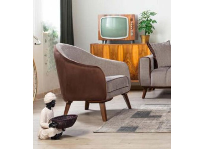 Sessel Einsitzer Textil Wohnzimmer Lounge Design Möbel Farbe Grau