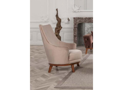 Sessel Polster Möbel Wohnzimmer Einsitzer Relax Textil Lounge Lehnstuhl Beige