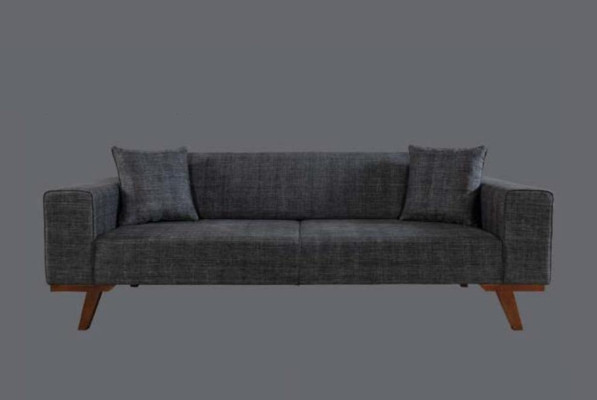 Schwarz Sofa 3 Sitzer Textil Couch Dreisitzer Polster Möbel