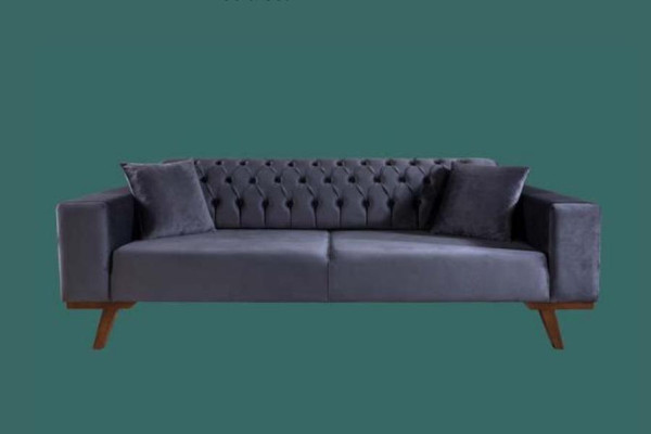 Design Sofa Dreisitzer Moderne Couch grau Möbel Polster Holz