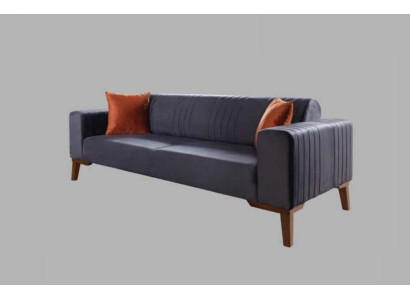 Grau Dreisitzer Couch Elegante Sofa Sitzmöbel Wohnzimmer Samt