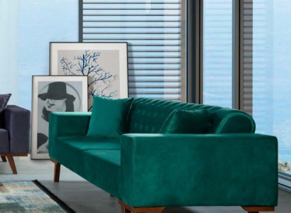 Schwarz Sofa 3 Sitzer Textil Couch Dreisitzer Polster Möbel